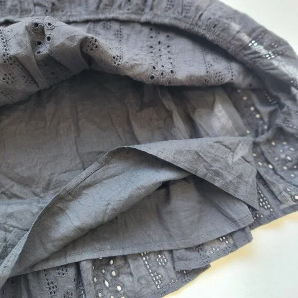 Edikted Liora Lacy Cotton Mini Dress Black Strapless Eyelet Ruffled Feminine - Picture 8 of 14